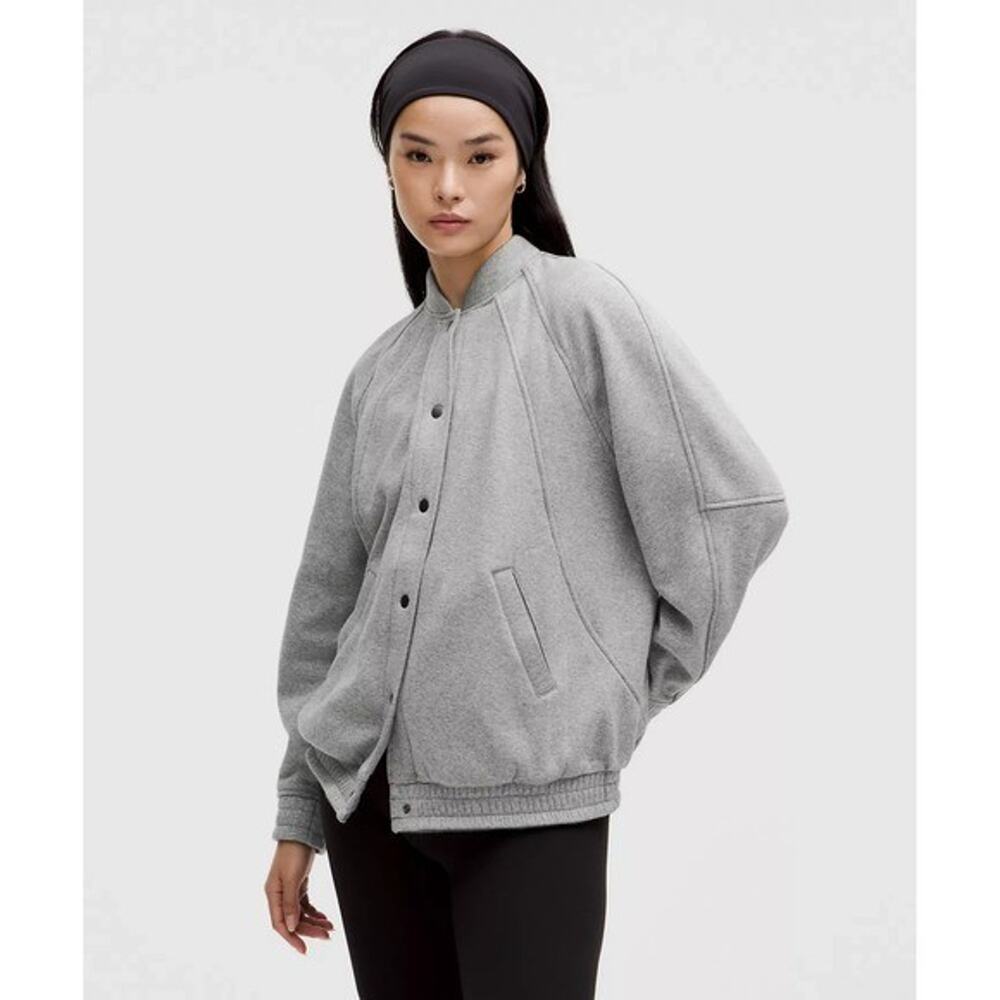 Lululemon Scuba Oversized Varsity Jacket Plush Heathered‎ Grey XL/XXL NWT